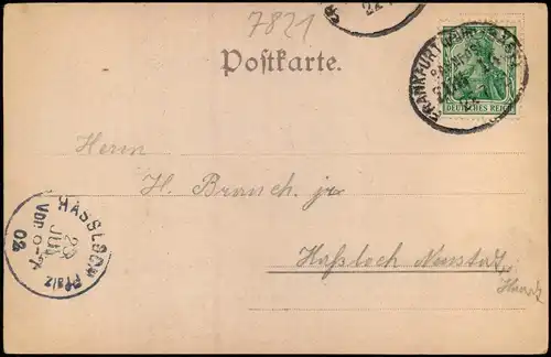 Feldberg (Schwarzwald)    Restaurant 1902  gel. Bahnpoststempel Frankfurt