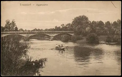 Ansichtskarte Troisdorf Aggerpartie, Brücke, Ruderboot 1920