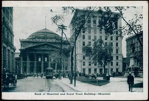Postcard Montreal Bank of Montreal and Royal Trust Building-Montreal 1920