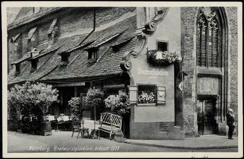 Ansichtskarte Nürnberg Bratwurstglöcklein / St. Moritz Kapelle 1936