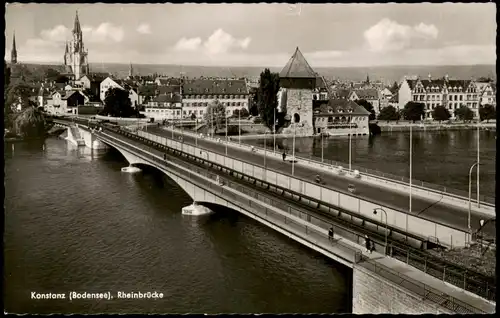 Ansichtskarte Konstanz Rheinbrücke - Fotokarte 1954