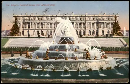 Chiemsee Herrenchiemsee / Herreninsel mit Schloss - Springbrunnen 1920