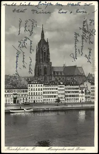 Ansichtskarte Frankfurt am Main Mainpartie mit Dom 1941