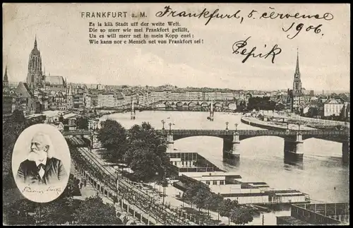 Ansichtskarte Frankfurt am Main Stadt - Spruch, 2 Bild Karte 1906