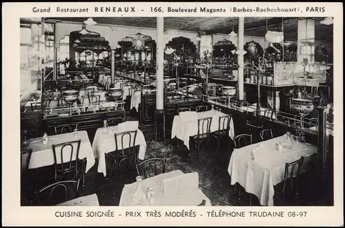 Paris Grand Restaurant RENEAUX Boulevard Magenta (Barbès-Rochechouart) 1920