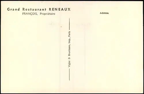 Paris Grand Restaurant RENEAUX Boulevard Magenta (Barbès-Rochechouart) 1920