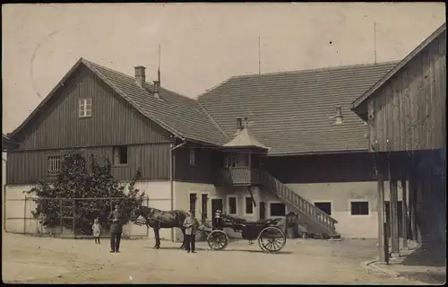 Feldpostkarte 1. WK, Soldaten mit Pferde-Kutsche 1917 Privatfoto  gelaufen