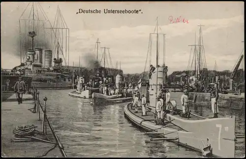 Pillau (Ostpreußen)  Schiffe Unterseeboote 1916   mit Stempel KDMSP Schiffspost