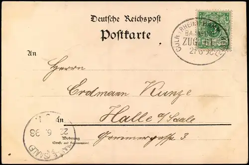 Ansichtskarte Köln Kölner Dom 1898   Bahnpost gelaufen (Bahnpoststempel)