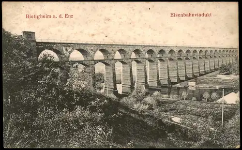 Ansichtskarte Bietigheim-Bietigheim-Bissingen Eisenbahnviadukt 1909