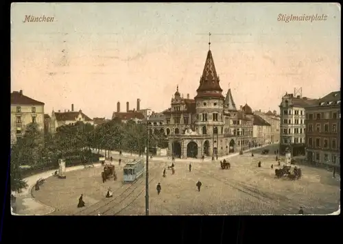 Ansichtskarte München Löwenbräukeller, Stiglmaierplatz 1909