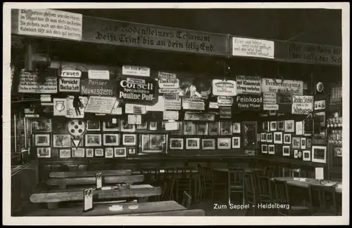 Ansichtskarte Heidelberg Studentenlokal "Zum Seppel" - Karlsplatz 1935