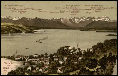 Ansichtskarte Berg (Starnbergersee) Totale - Künstlerkarte 1908