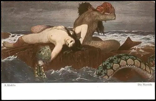 Ansichtskarte  A. Böcklin Die Nereide Erotik (Nackt - Nude) Sagen 1913