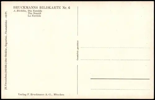 Ansichtskarte  A. Böcklin Die Nereide Erotik (Nackt - Nude) Sagen 1913