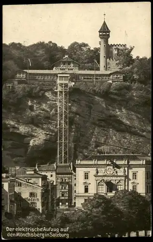 Salzburg Der elektrische Aufzug   Mönchsberg 1919 gel. Marke Deutsch-Österreich