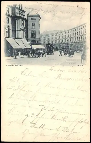 Postcard West End-London Regent Street 1900  gel. mit Ankunftsstempel