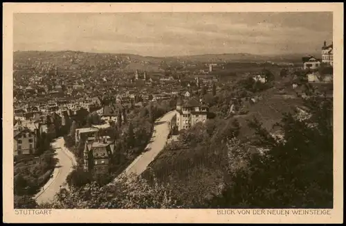 Ansichtskarte Stuttgart Panorama-Ansicht BLICK VON DER NEUEN WEINSTEIGE 1920