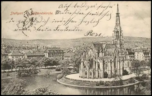 Ansichtskarte Stuttgart Johanneskirche, Stadt-Teilansicht 1910