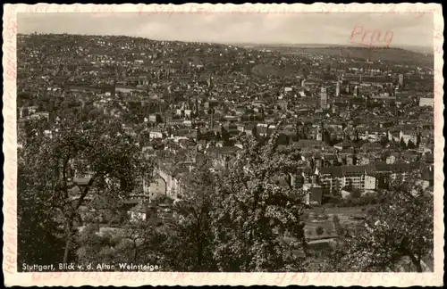 Ansichtskarte Stuttgart Panorama-Ansicht Blick v. d. Alten Weinsteige 1940