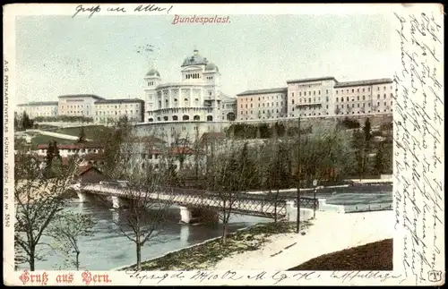 Ansichtskarte Bern Schweiz Berne Bundespalast 1902 BURGSTÄDT (Ankunftsstempel)
