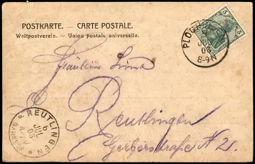 Ansichtskarte Esslingen Panorama-Ansicht 1903  REUTLINGEN (Ankunftsstempel)