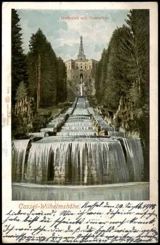 Ansichtskarte Bad Wilhelmshöhe-Kassel Cassel Herkules und Kaskaden 1905