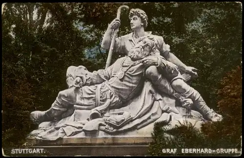 Ansichtskarte Stuttgart Graf Eberhard Gruppe 1914