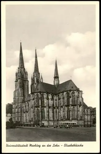 Ansichtskarte Marburg an der Lahn Elisabethkirche 1953  Militärpost