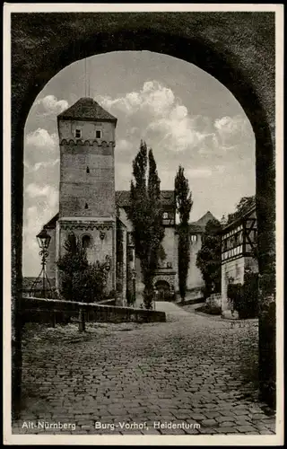 Ansichtskarte Nürnberg Nürnberger Burg Burg-Vorhof, Heidenturm 1934/1926