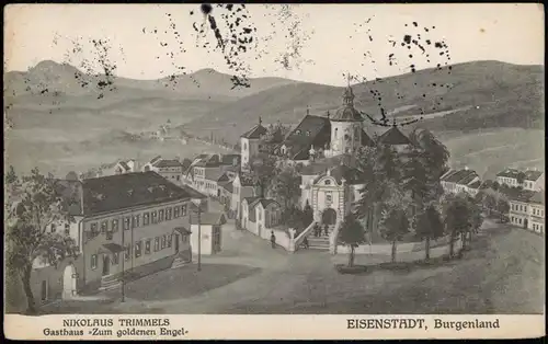 Ansichtskarte Eisenstadt Gasthaus Zum goldenen Engel, Straßen 1929