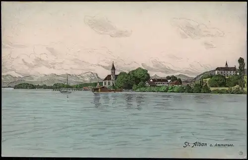 Ansichtskarte Dießen am Ammersee (Diessen) Sankt Alban - Künstlerkarte 1908