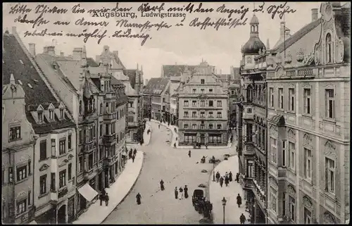 Ansichtskarte Augsburg Ludwigsstrasse 1914