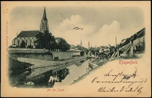 Ansichtskarte Klagenfurt An der Lend - Fluss- und Straßenpartie 1899