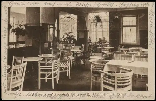 Ansichtskarte Hochheim-Erfurt Herrenkrug - Sansouci - Gastraum 1921