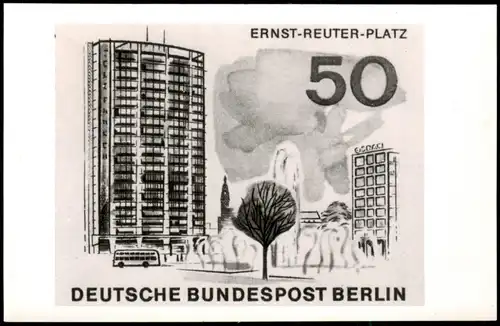 Tegel-Berlin Briefmarke ERNST-REUTER-PLATZ mit Sonderstempel Flughafen 1966