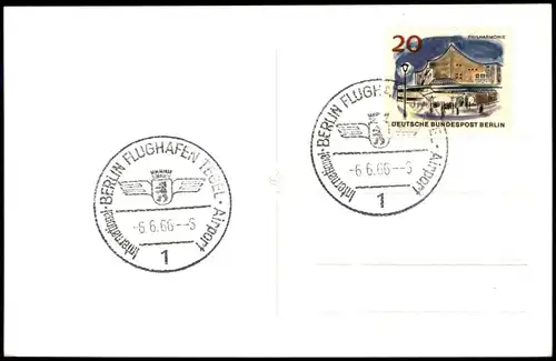 Tegel-Berlin Briefmarke  mit Sonderstempel Flughafen Tegel Airport 1966