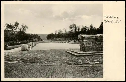 Ansichtskarte Heidelberg Ehrenfriedhof 1940 Feldpost WK2 Lazarett Briefstempel