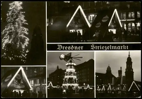 Ansichtskarte Dresden Dresdner Striezelmarkt DDR Mehrbildkarte 1985