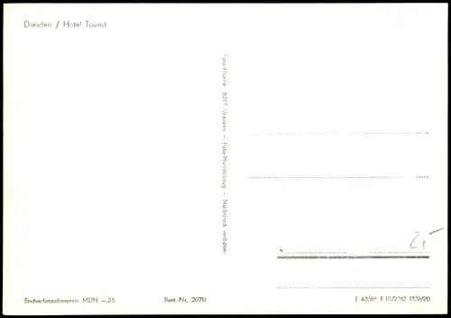Ansichtskarte Dresden Dresden Hotel Tourist zur DDR-Zeit 1962