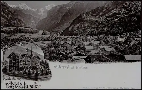 Wilderswil Umland-Ansicht mit Pension Jungfrau Wilderswyl bei Interlaken 1908