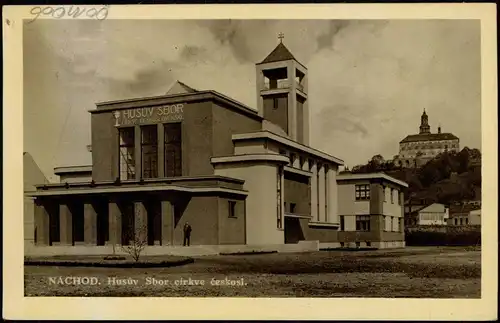 Postcard Nachod Náchod NÁCHOD Husův Sbor církve českosl. 1940