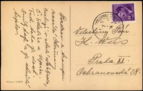 Postcard Nachod Náchod NÁCHOD Husův Sbor církve českosl. 1940