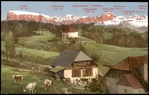 .Tirol Österreich - Tirol Landschaftsmotiv mit Bauernhof Kühe auf der Weide 1910