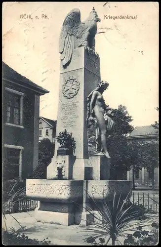Ansichtskarte Kehl (Rhein) Partie am Kriegerdenkmal 1909