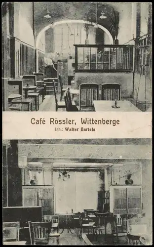 Ansichtskarte Wittenberge 2 Bild Café Rössler, Innenansichten 1921