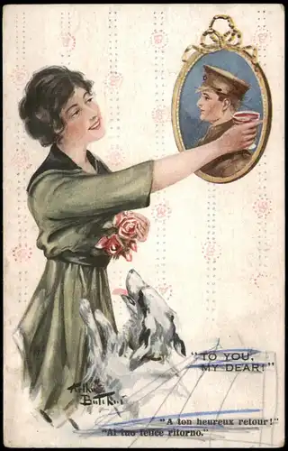 Ansichtskarte  TO YOU, MY DEAR! Militaria Frau Soldat 1917 gel. Feldpost UK