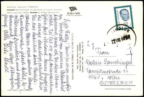 Postcard Altinoluk STadt, Strand - Türkei 1984  gel. mit Stempel