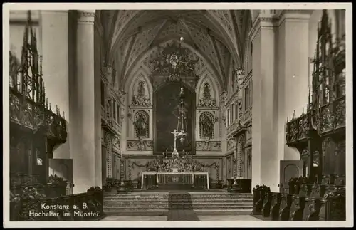 Ansichtskarte Konstanz Innenansicht - Münster, Hochaltar 1938