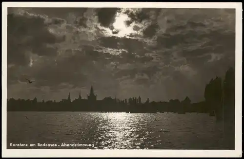 Ansichtskarte Konstanz am Bodensee - Abendstimmung- Mondschein Fotokunst 1930
